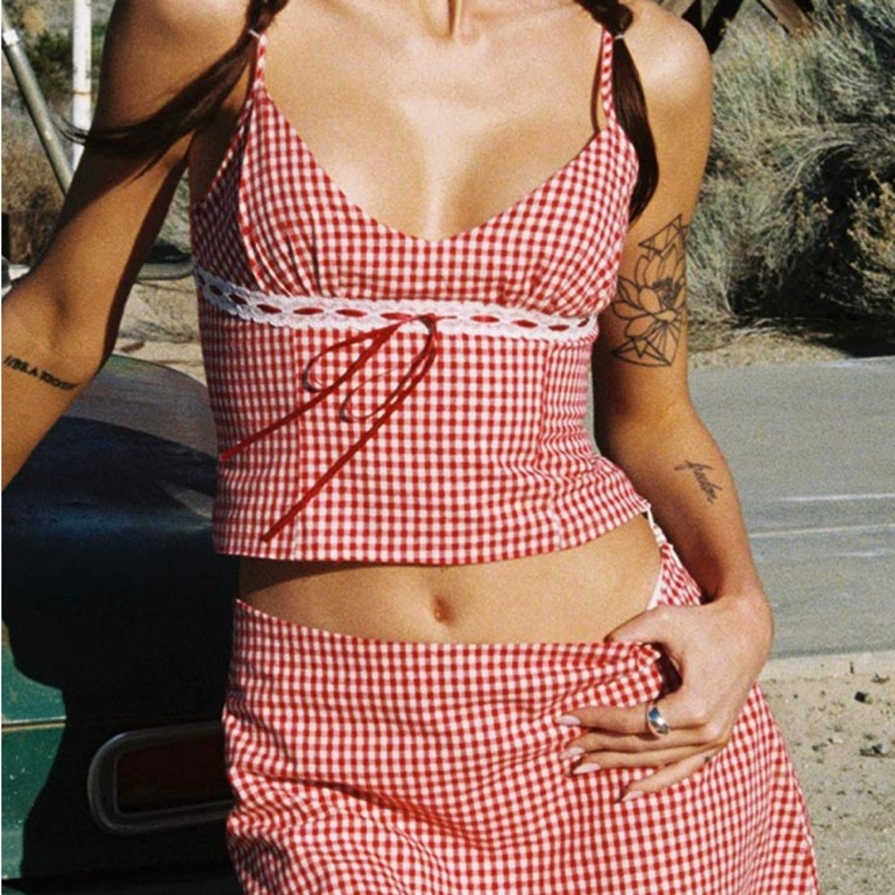 Princess Polly Red Gingham Top